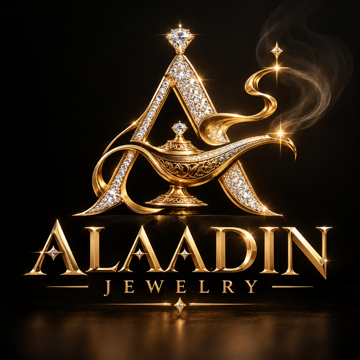 ALAADIN JEWELRY gold and diamond logo